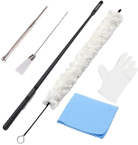 Saxophone Cleaning Kit 7 Pcs Flute Cleaning Kit Comes with Gloves, Cleaning Cloth, Cleaning Rod Clarinet Cleaning Kit(White)