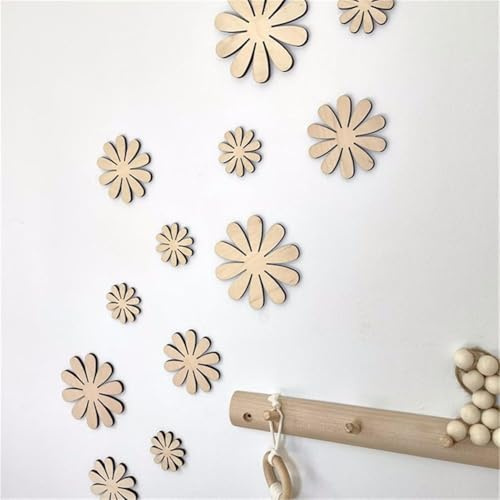 MLordoarf 12 Stück Wandsticker Kinderzimmer Wandaufkleber Gänseblümchen Holz Aufkleber Mädchenzimmer Wandtattoo Blumen Babyzimmer Wanddeko Kinderzimmer Deko