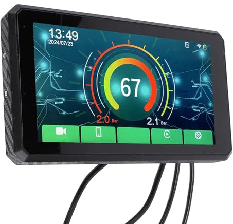 Navigateur de Moto, Système DVR à écran Tactile HD de 5,5 Pouces, Surveillance de la Pression des Pneus en Temps Réel, Caméra Avant et Arrière à Angle Idéal, fonctionnalité de