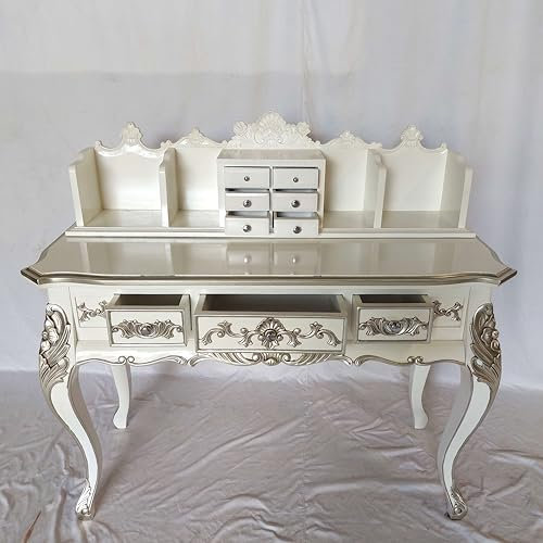 Kunibert antik kunglig Louis XIV. Louises barock rokoko stilmöbel sekretär skrivbord färg: vit med silver bredd 117 cm