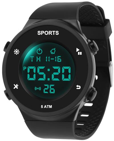 OFFCUP Reloj Digital para Hombre, Reloj Deportivos de Silicona con Luz Trasera LED, Alarma, Fecha, a Prueba de Golpes, Relojes de Pulsera para Hombre (Negro)