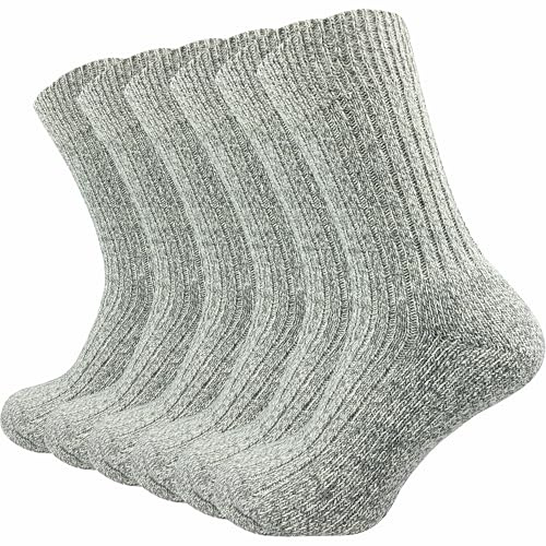 GAWILO Chaussettes norvégiennes chaudes homme en laine (6 paires) – Thermiques & respirantes – idéales hiver, bottes & randonnée (Gris clair, 47-50)