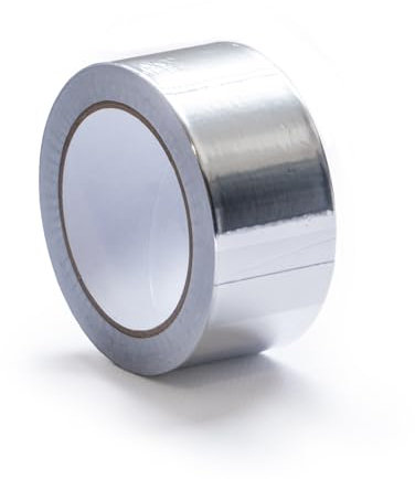 PRENDELUZ Cinta adhesiva negra de aluminio para altas temperaturas, 25 m x 55 mm, ideal para ventilación, aislamiento y supresión de puentes térmicos