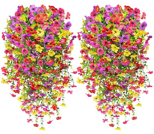 YSUVIN 4 PCS Kunstblumen Hängend Blumen für Draußen Balkon Garden Hochzeit | 76cm Kunstblumen wie Echt für Outdoor AußEn Yard, Wetterfest, UV-Beständig Plastik Blumen