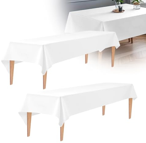 Biertisch Tischdecke 2 Stück Biertischhussen 100x250cm Tischdecke Bierzeltgarnitur für 50cm u.70cm Biertische Hussen für Biertisch Biertischhussen Rechteckige Tischdecken für Bankette im Freien, Weiß