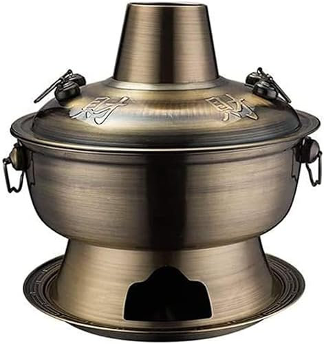 Olla Caliente de Cobre Puro para el hogar, de carbón, asiática, Antiadherente, de latón, 32 cm y 36 cm.