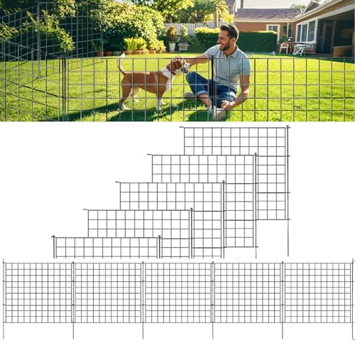 Kit de clôture grillagée Pablo,Flexible Robuste Extensible à volonté,Clôture Décorative de Jardin,Lot de 5,Longueur Totale 3,5m,Barrière pour Animaux de Compagnie (Anthracite, H 64 x L 77,5 cm)