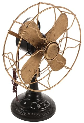 ULTECHNOVO Ventilador Mesa Vintage de Hierro Decoración Retro Medio Color Bronce Antiguo Adorno Artístico para Escritorio o Salón