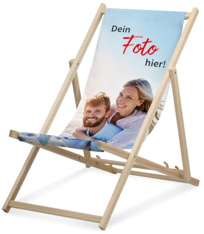 druck.de Personalisierbarer Liegestuhl Fotoupload Buchenholz - bis 95kg