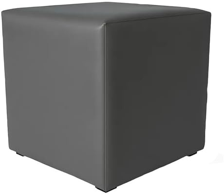 Extrasen Hocker Wohnzimmer Sitzhocker - Quadratisch 40 x 40 cm - Sofahocker - Öko-Leder- Graphit