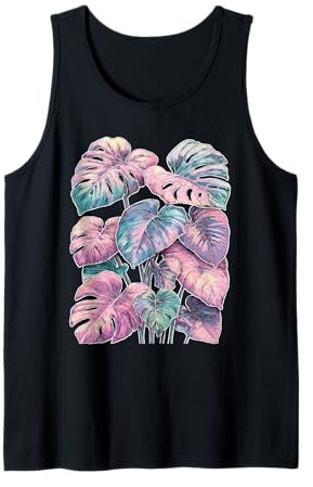 Pastel Monstera Deliciosa Swiss Cheese Plant Botanical Art Tank Top