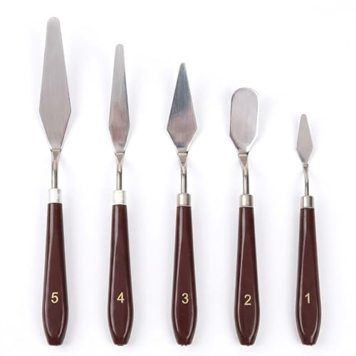 Cake Spatula Set: 5 Pcs Icing Spatula & Palette Knife – Stainless Steel Offset Spatula for Baking, Cake Decorating & Painting