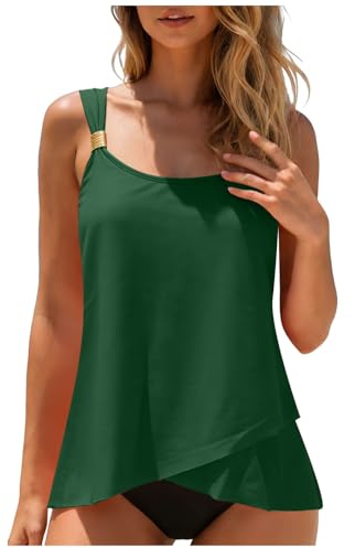 Tankinis Mujer Traje de Baño 2 Pieza Talla Grande Push up Conjunto de Bikini Conjuntos de Tankini Sport Bañador de Cintura Alta Sujetador Acolchado Bikini Reductor y Push Up con Braguita de Baño