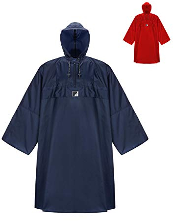 HOCK Wander Regenponcho 'Wetter AS Klima' mit langen Ärmeln - Der Atmungsaktive Wanderponcho für Damen und Herren - Regencape für Wandern mit Rucksack - Blau - L