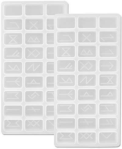 2 Satz Harzformen, FineGood Runensteinform Harzguss-Kit Silikonformen für Harzgießen Epoxidharzform für Schmuckherstellung