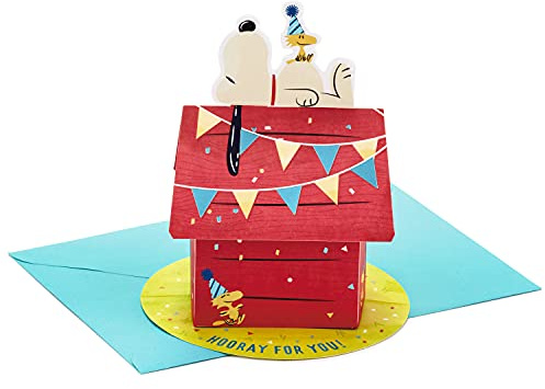 Hallmark, Paper Wonder Peanuts Pop Up, Biglietto di auguri di compleanno, Snoopy Dog House