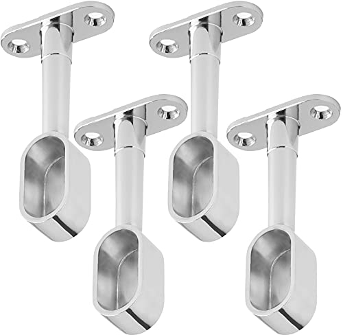 SOTECH 2 paires (4 pièces) Supports de tringle d'armoire Embout pour 2 tringles à vêtements ovales (30 x 15 mm) Chrome poli Réglable en hauteur 84-112 mm