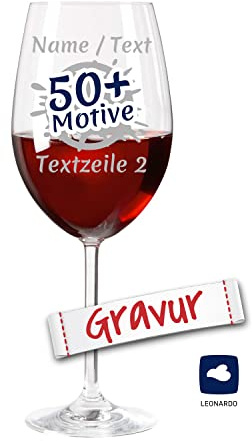 LEONARDO Daily Bordeaux Rotweinglas mit Gravur, personalisiert mit Namen, Wunschtext, Datum, Motiv, Weinkelch XL 640 ml, spülmaschinenfest, Geschenk Geburtstag Jahrestag Hochzeit Verlobung