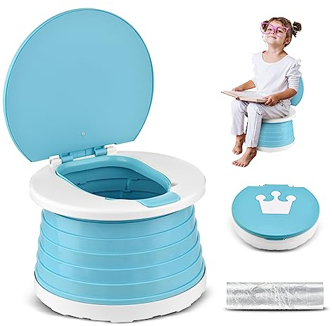 Töpfchen Für Kinder Baby Toilettensitz Ab 1 Jahr Reisetöpfchen Faltbar Für Unterwegs Baby Töpfchen Training Für Jungen Mädchen Windelfrei Töpfchen Auto Klapptöpfchen Kinder mit 15 Potty Liners