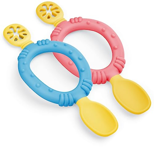 Vicloon Babylöffel, 2 Stück Starter Breilöffel, Fütterlöffel BPA-frei, Lernlöffel Silikon und Zahnungshilfe, Esslernlöffel Starter Spoon Ab 6 Monaten