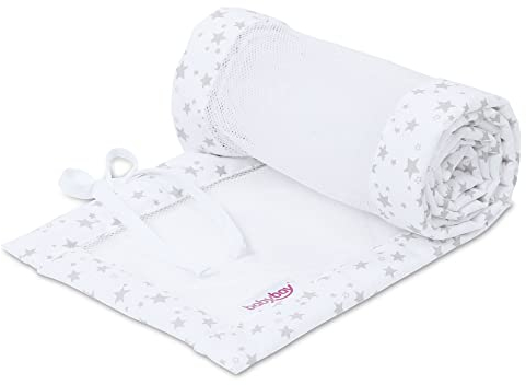 babybay Nestchen Mesh-Piqué für Modell Boxspring XXL, weiß Sterne perlgrau