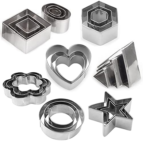 Ausstechformen Set 24 Stück Ausstecher Edelstahl Keksausstecher Rund Herz Ausstechform Mini Ausstechformen Cookie Cutter für Backen