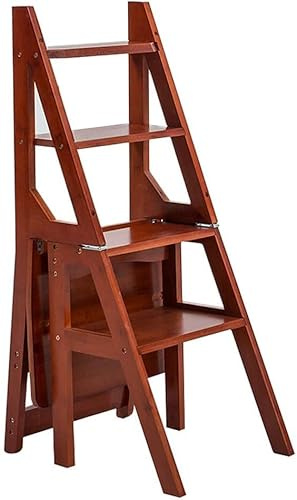 OKUOKA Libreria Pieghevole in Legno Sedia a scaletta Mobili da Cucina Scaletta Scolastica Scala Convertibile Sedia Sgabello