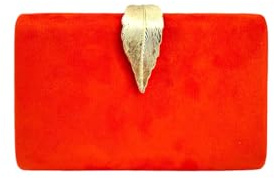 MODELISA - Bolso Clutch Cartera De Mano Hoja Cadena Hombro Fiesta Noche Boda Evento Novia Mujer (Naranja)