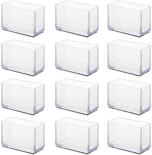 12 tappi protettivi rettangolari per gambe delle sedie, in PVC trasparente, per gambe di sedie, mobili, pavimenti in legno duro, colore bianco (20 x 40 mm)