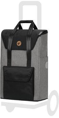 Andersen Einkaufstrolley Ersatztasche - 49 Liter - Seiten- & Fronttasche | Tragegriff - extra Innenfach - wasserabweisend - Reflektoren - faltbar - Senta 2.0 grau