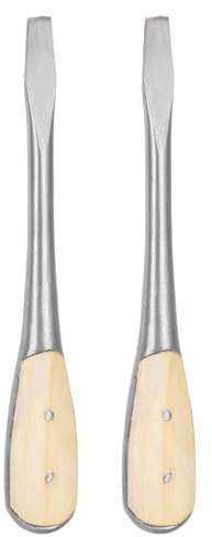 sourcing map Lot de 2 tournevis plats SL9 20,3 cm en acier au carbone avec poignée en bois pour fixer, buriner et desserrer