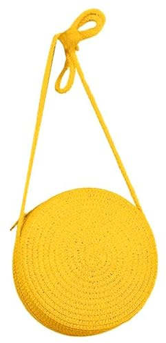 Jamron Handgefertigte Rund Strohtasche Crossbody Umhängetasche Böhmische Strandtasche mit Reißverschluss