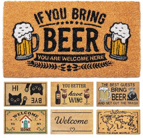 LUA VIKA Fußmatte Kokos Lustig - Beer 40x70 cm - Fussmatte Aussen und Innen