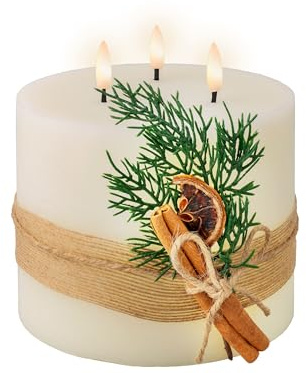 LED Kerze batteriebetrieben 3 flammig mit Timer Wachs 15cm - flackernde Flamme Effekt - Weihnachtskerze mit 6 Stunden Timerfunktion - Flammenlose Kerzen Wachskerzen Dekokerzen - Creme Warmweiß