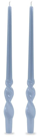 Home Decor - Set da 4 candele artigianali con spirale Voluta - Altezza 30 cm - Dusty Blue-Cereria Di Giorgio