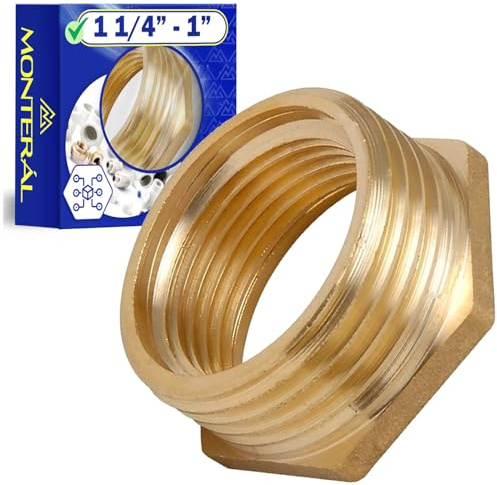 Brass Reducer Pipe Connector with External and Internal Thread 1 1/4- 1 - Warranty 10 Years - MONTERAL