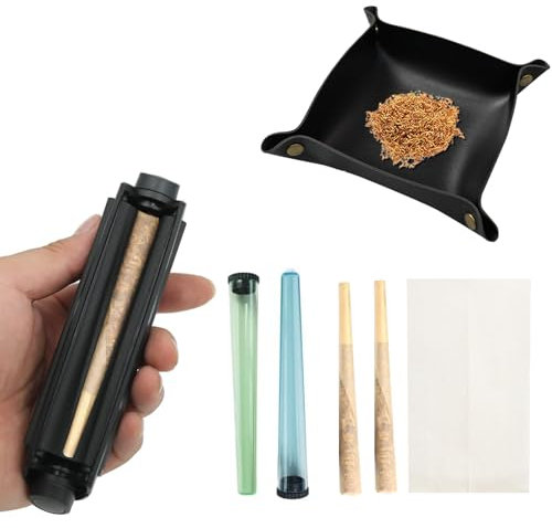 LHTHT 2PCS Drehmaschine konisch,Cigarette Rolling Machine,Drehmaschine Rote Matten,Zigaretten drehen mit Leichtigkeit! 4PCS Jointhülle.(110 mm)