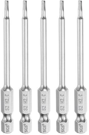 QUARKZMAN 5pcs H2(2mm) Punta Destornillador Hexagonal 1/4 75mm Largo Llave Hexagonal Plana para Taladro con Vástago Hexagonal Barrena Destornillador Magnético Acero S2 Grado Industrial