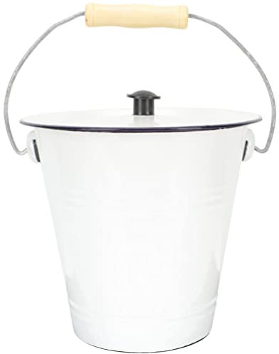 Contenitore per farina smaltato bianco vintage, 9 l, accessorio da cucina rustico, con bidone per compost, riso, latte, secchio e secchiello per ghiaccio, decorazione e soluzione per riporre oggetti