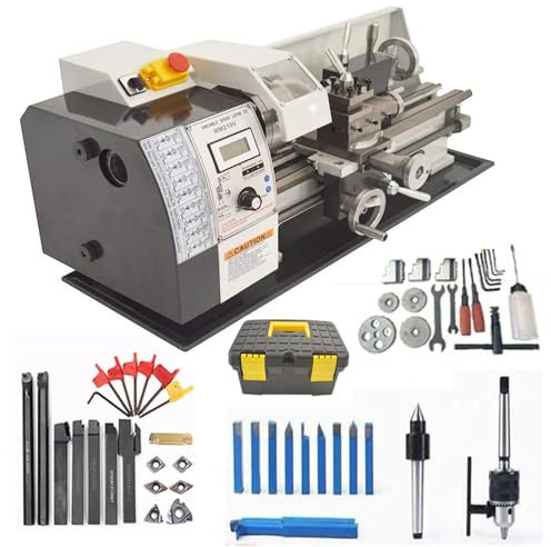 Metric Precision Metal Bench Lathe, 900W Miniature Lathe Milling Machine, 50-2500 RPM Continuously Variable Speed, 38mm Spindle Through Hole&125MM Chuck Diameter, for Sample Creation, Model Processing