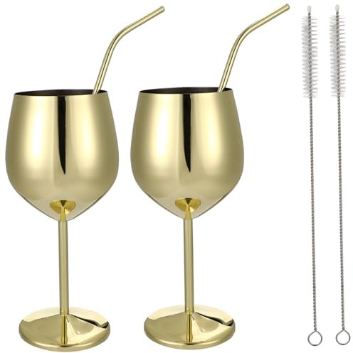Mikinona 2juegos Copas De Vino De Acero Inoxidable Para Fiesta Copas De Vino Irrompibles Para Banquete