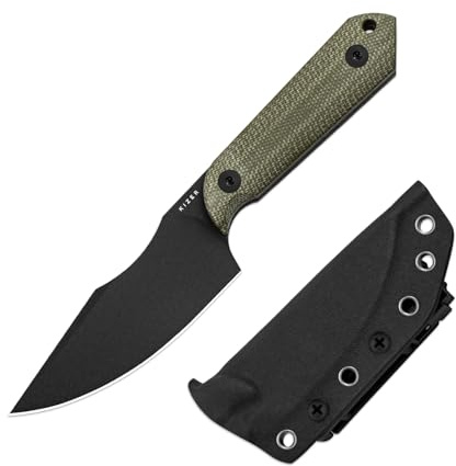 Kizer Harpoon Couteau à Lame Fixe avec Étui, Couteau EDC à Lame Fixe D2 de 3,88 pouces avec Manche en Micarta pour le Camping, la Randonnée et la Survie 1040M4