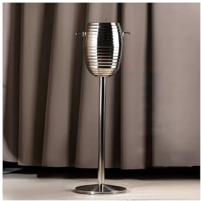 XSDAJSD Seau à Glace sur Pied en Acier Inoxydable de 5 L pour fête, Bar, karaoké, Mariage, Club, Barbecue, Seau à Champagne avec Support, Seau à Glace à vin avec Support (Argent)