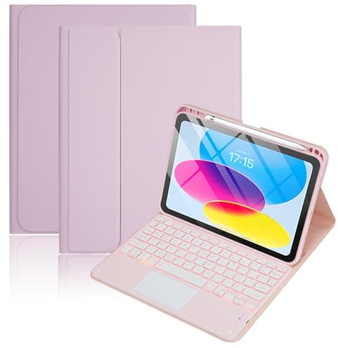 JZCZMCE Funda con Teclado para iPad Air de 11 Pulgadas (M3 2025/M2 2024), Pro de 11 Pulgadas (4.ª/3.ª/2.ª/1.ª generación) y Air 5/4 de 10,9 Pulgadas, Contiene Ñ, Retroiluminada 7 Colores,Rosado