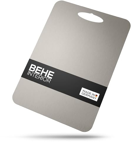BEHE - 100% TITAN Schneidebrett (21x30cm) - Made in Germany, Hygienisches Schneidebrett, Titanium cutting board, Rutschfest für die Küche, Lebensmittelecht, Antibakteriell & BPA Frei (mit Griff)