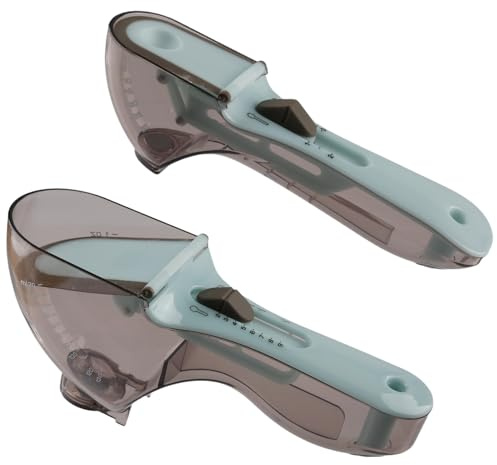 Tabanzhe 2PCS Adjustable Measuring Spoon Set,Reusable Wet & Dry Kitchen Measuring Tools with Scale, Plastic Measuring Cup Spoons for Baking,Cooking,Coffee & Seasoning