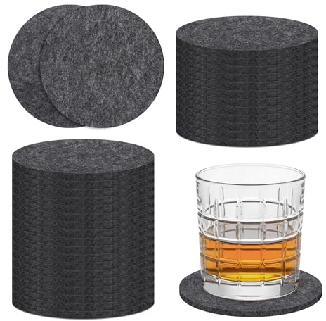 VIBRATITE 30 Stück Filzuntersetzer Rund 10 cm, Dunkelgrau