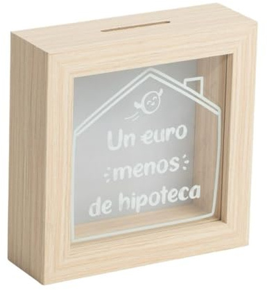 Tirelire en bois décorative économie hypothèque maison, 15 x 15 x 5 cm, avec couvercle et attache pour suspendre, 360 g