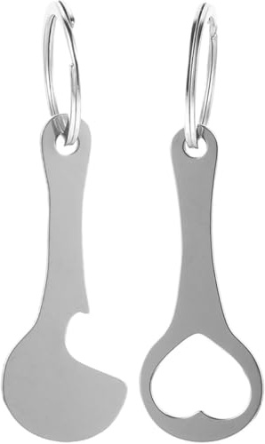 YARNOW 2pcs Metal Shopping Trolley Token Keychain Set, Stainless Steel Portable Shopping Cart Key Rings with Moon and Heart Design, Removable Token Keyrings for Grocery Cart Accessory