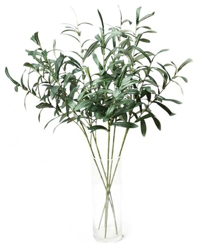 Rama de Olivo, Paquete de 5 Ramas de Olivo para Jarrones, Ramas de Árboles Artificiales Realistas de 36 Pulgadas para Decoración de Coronas de Bricolaje en Interiores y Exteriores de Oficina en Casa
